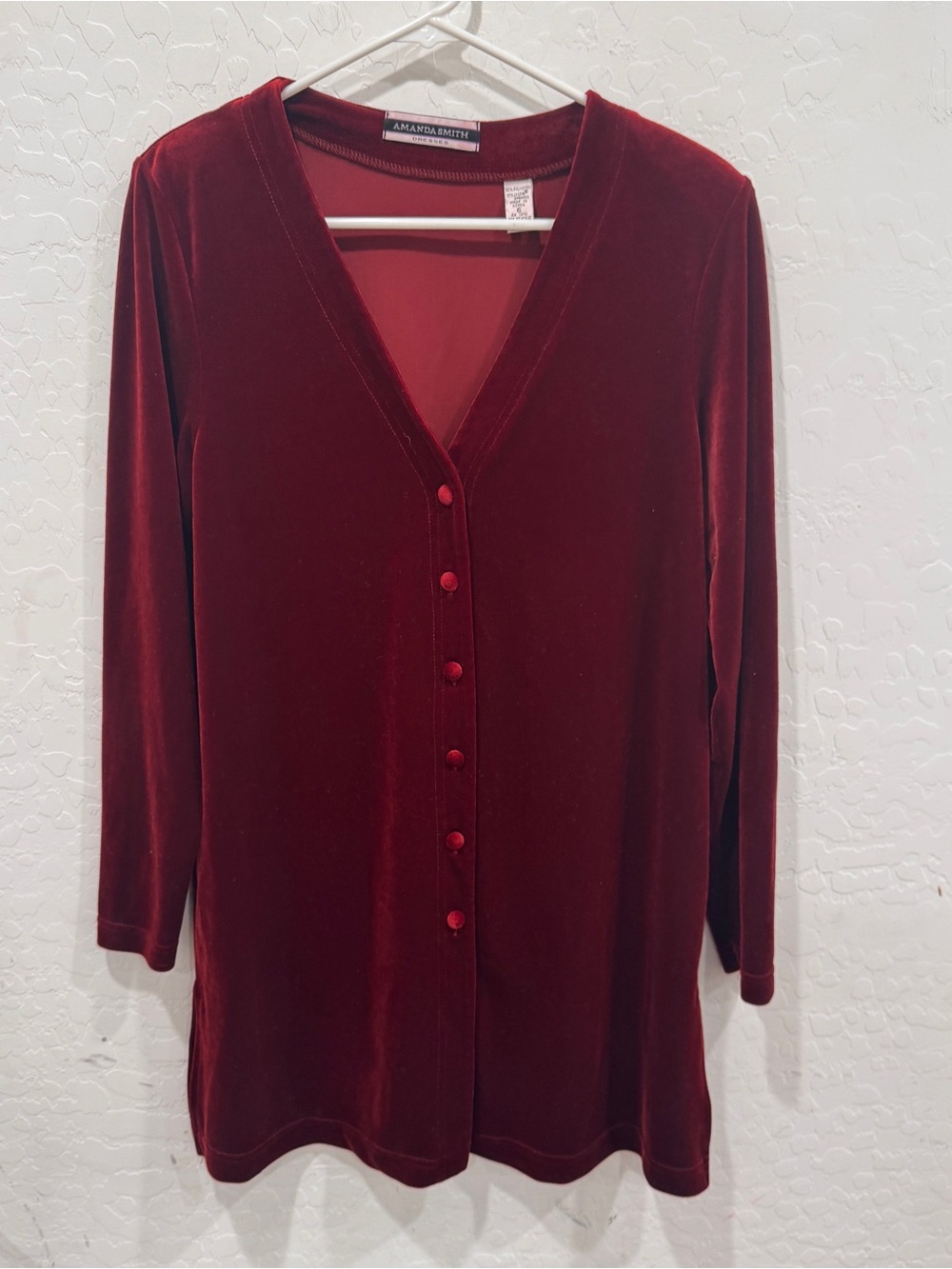 Y2K Amanda Smith Burgundy Velvet Mini Dress Womens 6 Button Front Vtg Whimsigoth